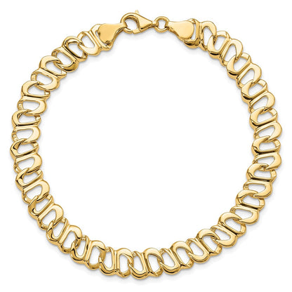 8.75 Zoll 14K Poliert Fantasieglieder Armband