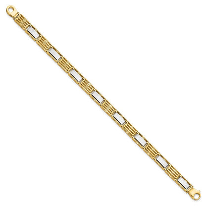 8.5 Zoll 14K Bicolor Hoch Poliert 8.5 Zoll Herren Glieder Armband