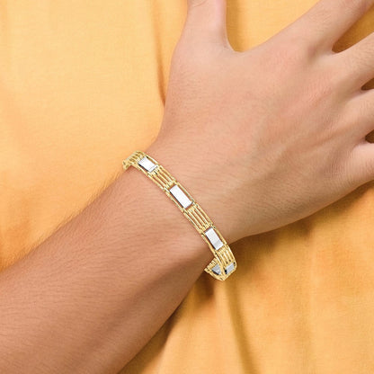 8.5 Zoll 14K Bicolor Hoch Poliert 8.5 Zoll Herren Glieder Armband