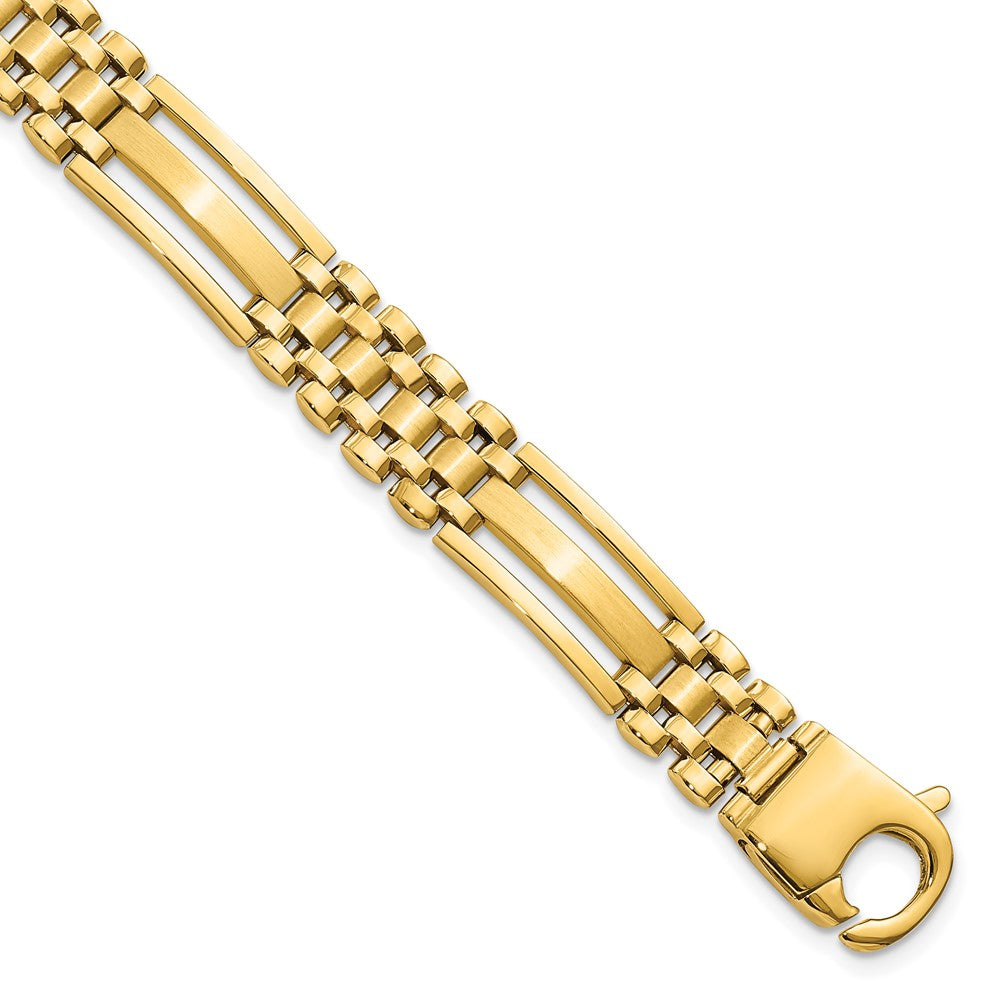 8.75 Zoll 14K Poliert und Satiniert 8.75 Zoll Herren Glieder Armband