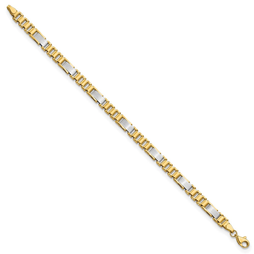 14K Bicolor Gebürstet und Poliert Fantasieglieder Gliederarmband