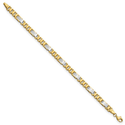 14K Bicolor Gebürstet und Poliert Fantasieglieder Gliederarmband