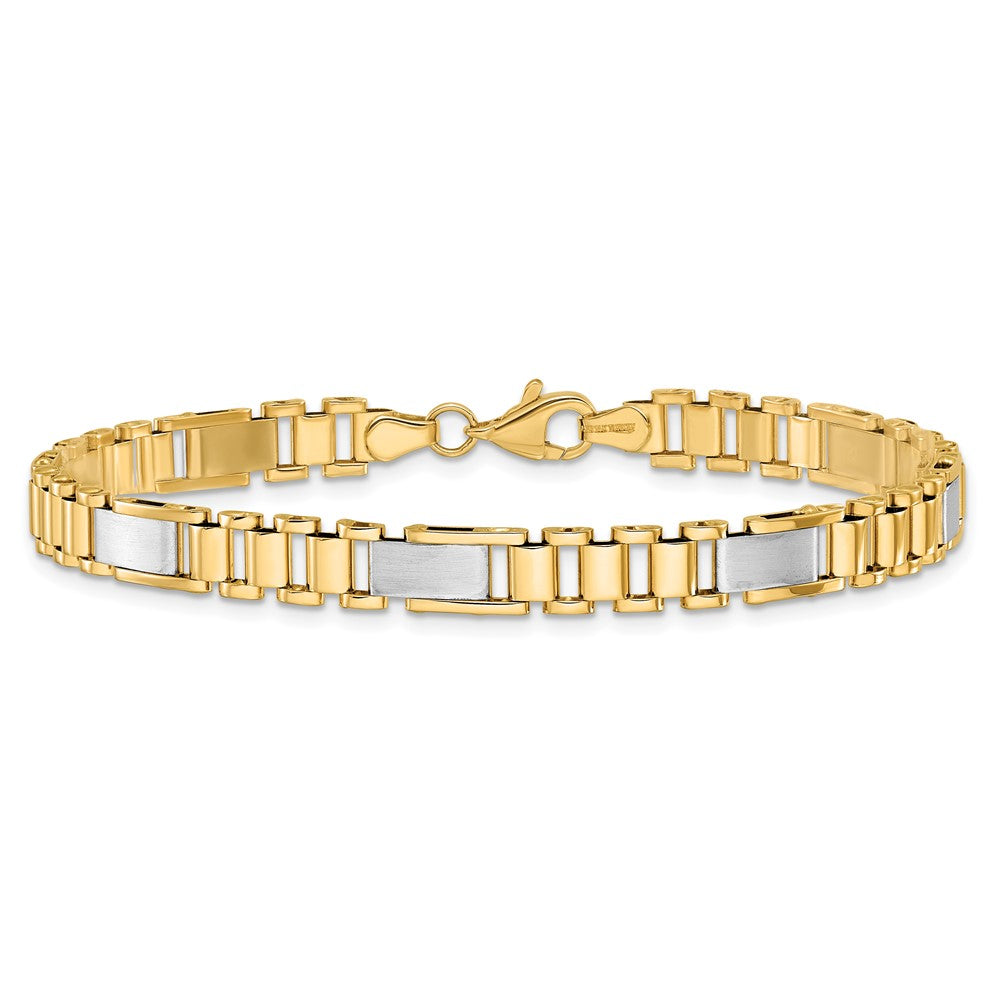 14K Bicolor Gebürstet und Poliert Fantasieglieder Gliederarmband