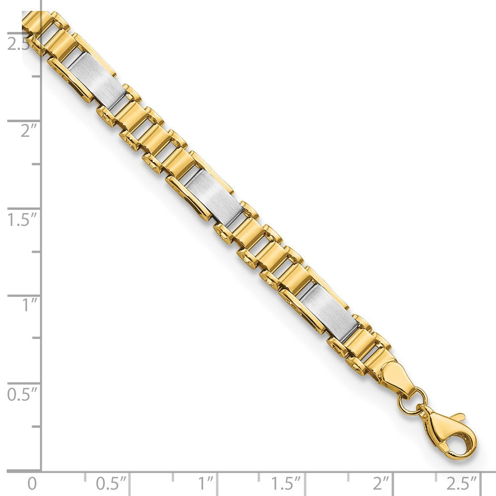 14K Bicolor Gebürstet und Poliert Fantasieglieder Gliederarmband