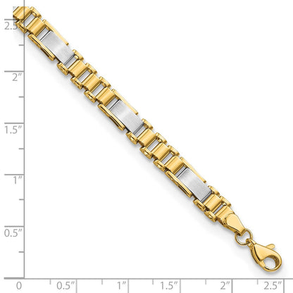 14K Bicolor Gebürstet und Poliert Fantasieglieder Gliederarmband