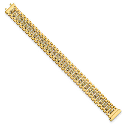 14K Gelbgold Poliert & Diamantiert Fantasieglieder Gliederarmband