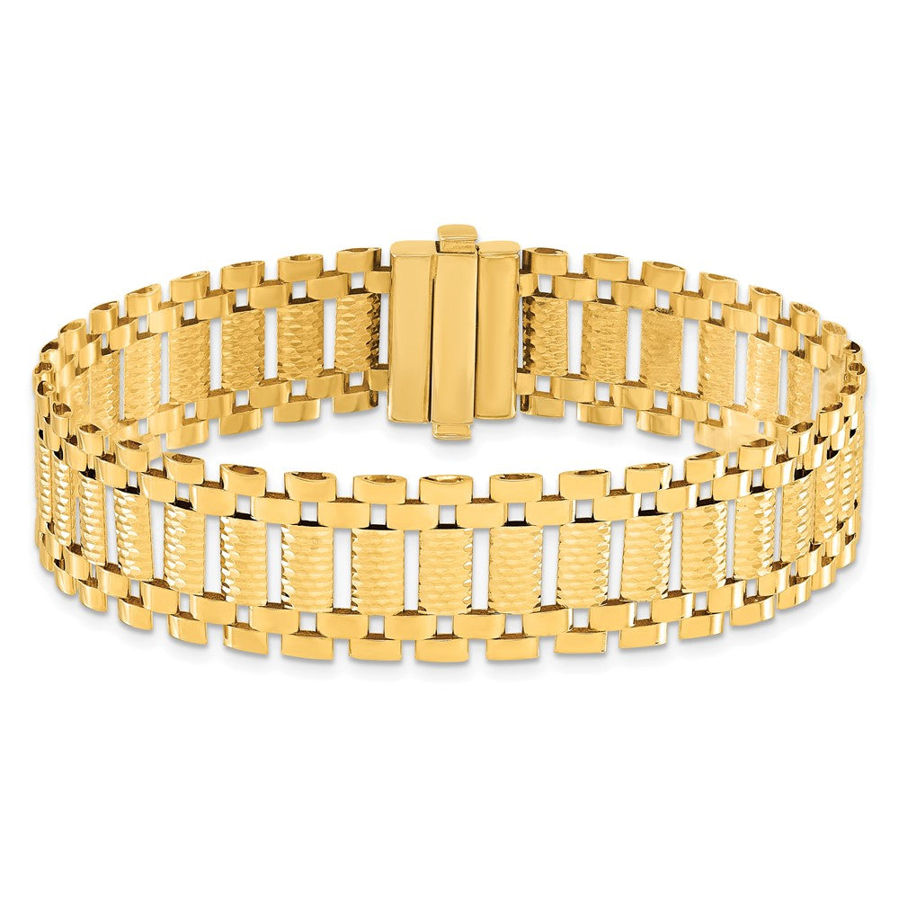 14K Gelbgold Poliert & Diamantiert Fantasieglieder Gliederarmband