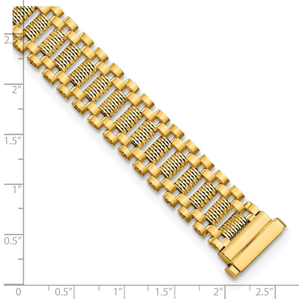 14K Gelbgold Poliert & Diamantiert Fantasieglieder Gliederarmband