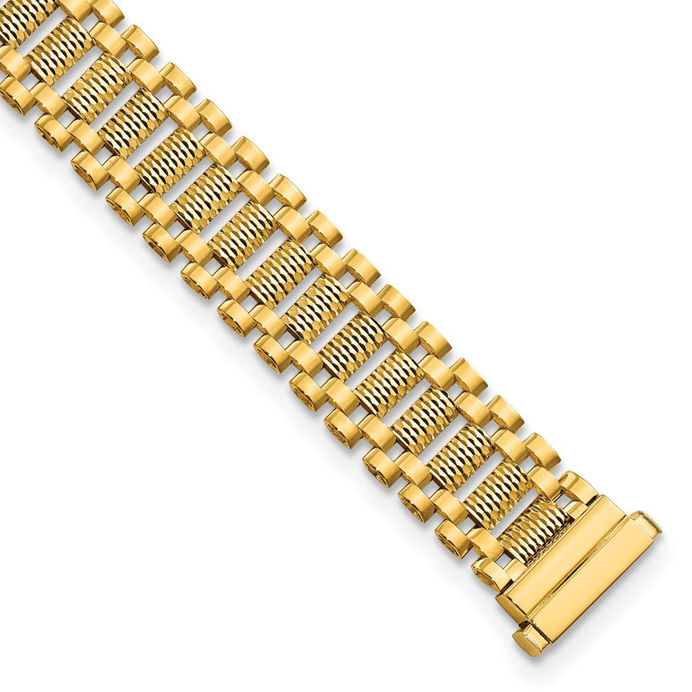 14K Gelbgold Poliert & Diamantiert Fantasieglieder Gliederarmband