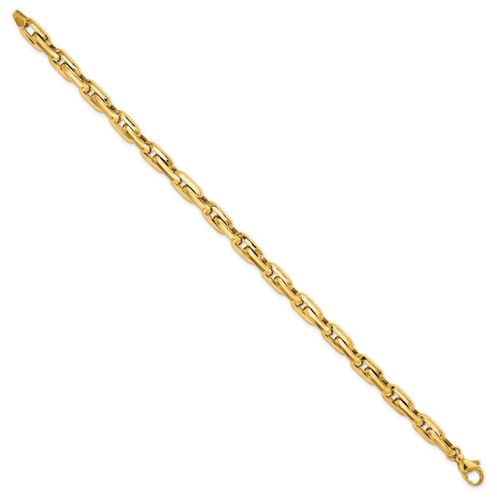14K Gelbgold Poliert Fantasie Lang Ankerkette Glieder Herren Gliederarmband