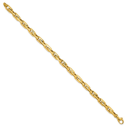 14K Gelbgold Poliert Fantasie Lang Ankerkette Glieder Herren Gliederarmband