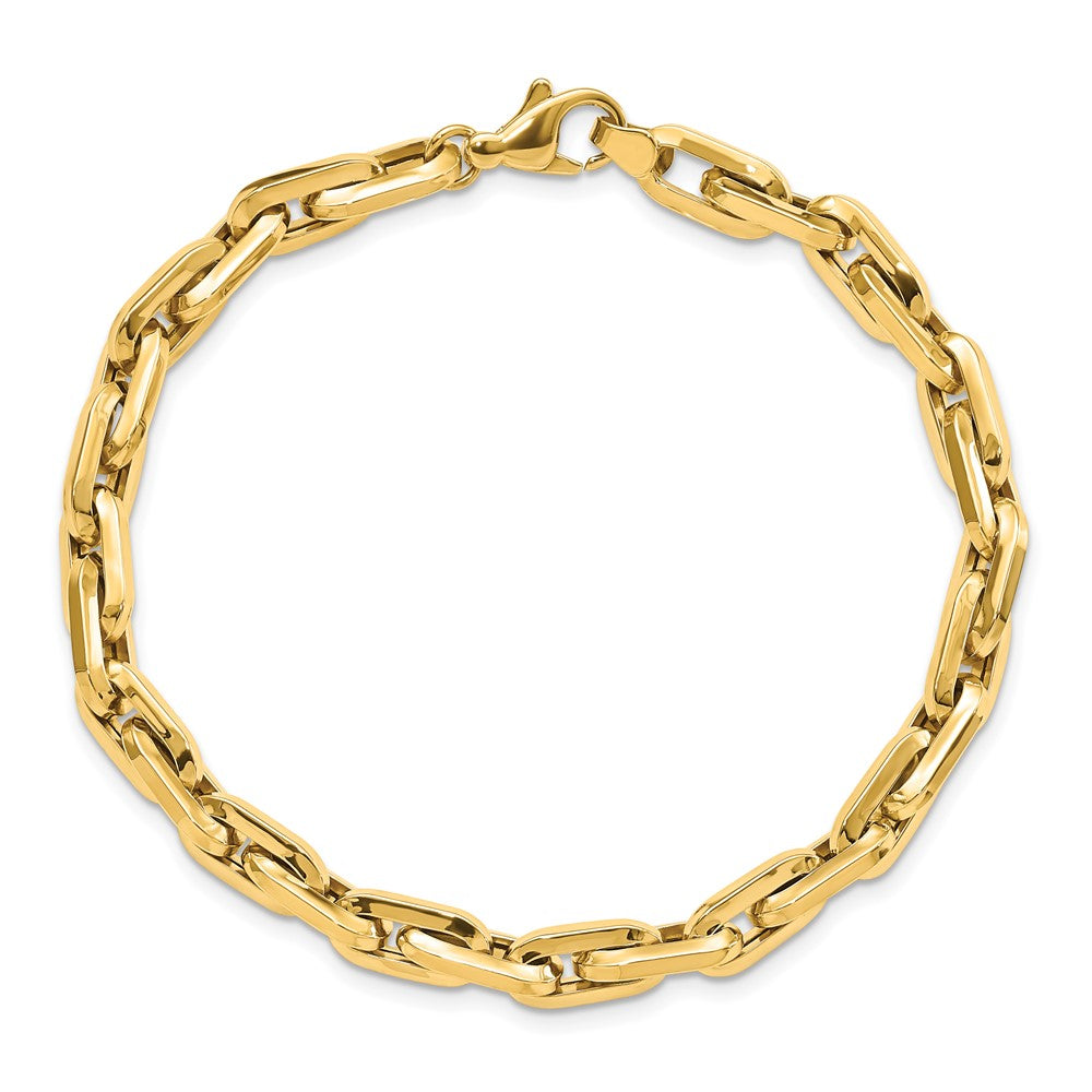 14K Gelbgold Poliert Fantasie Lang Ankerkette Glieder Herren Gliederarmband