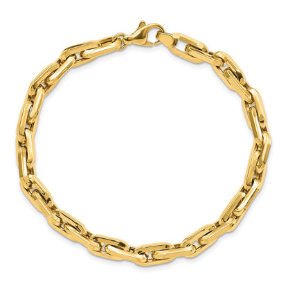 14K Gelbgold Poliert Fantasie Lang Ankerkette Glieder Herren Gliederarmband