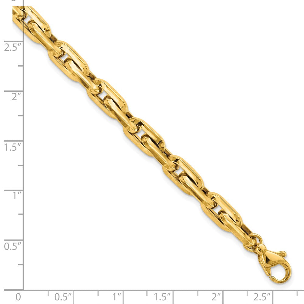 14K Gelbgold Poliert Fantasie Lang Ankerkette Glieder Herren Gliederarmband