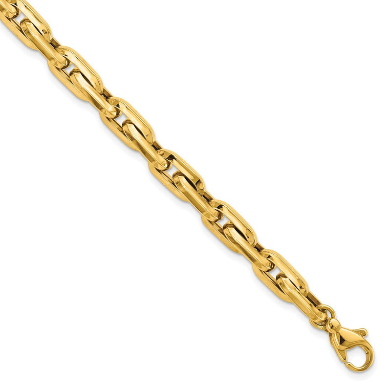 14K Gelbgold Poliert Fantasie Lang Ankerkette Glieder Herren Gliederarmband