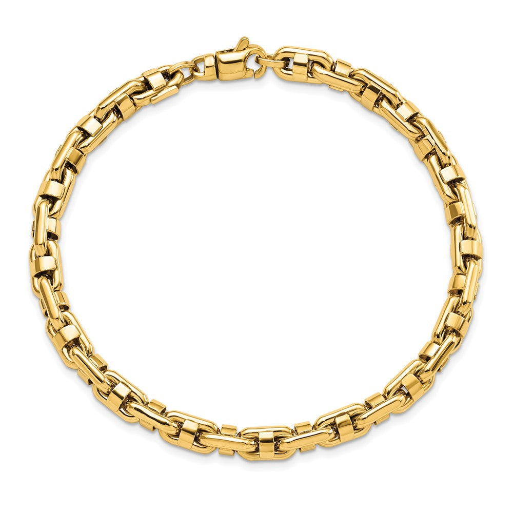 8.5 Zoll 14K Gelb Poliert Fantasieglieder Herren Armband