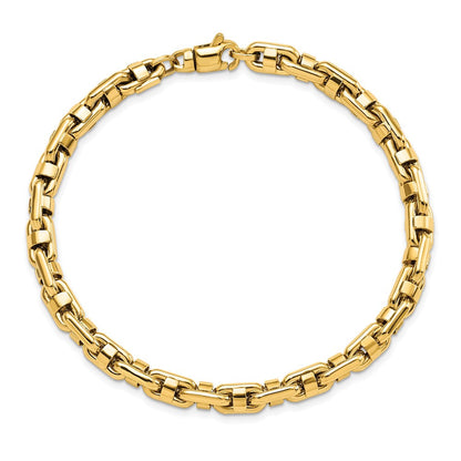 8.5 Zoll 14K Gelb Poliert Fantasieglieder Herren Armband