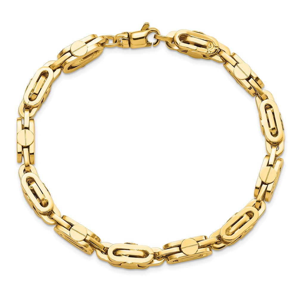 8.5 Zoll 14K Gelb Poliert Fantasieglieder Herren Armband