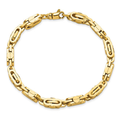 8.5 Zoll 14K Gelb Poliert Fantasieglieder Herren Armband