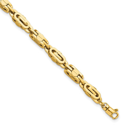 8.5 Zoll 14K Gelb Poliert Fantasieglieder Herren Armband