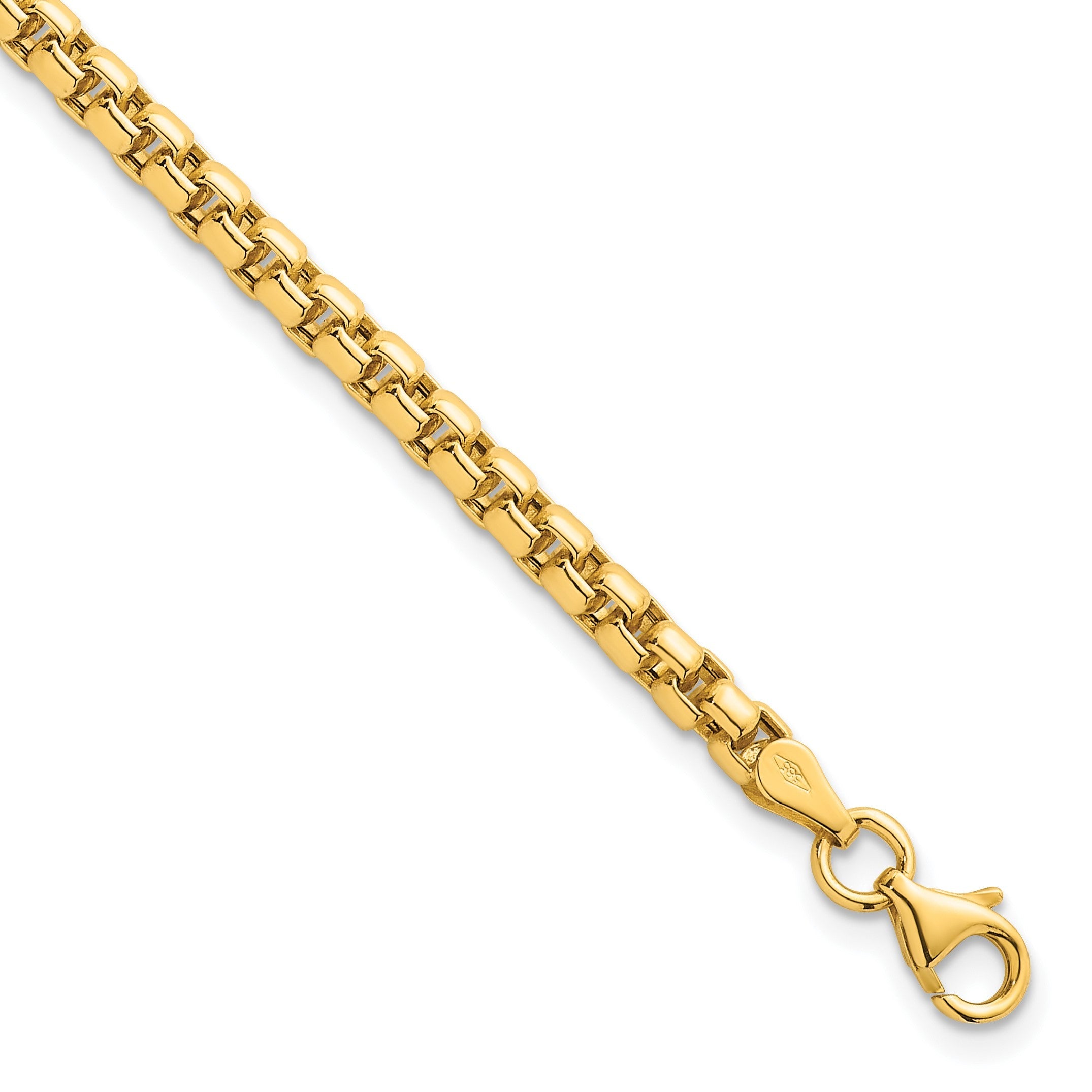 14K Gelbgold Poliert 3.5mm Abgerundet Venezianer Kette Herren Armband