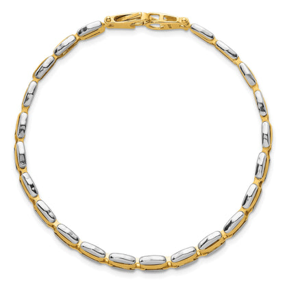 14K Bicolor Gold Bicolor Poliert 6.65mm Fantasieglieder Gliederarmband
