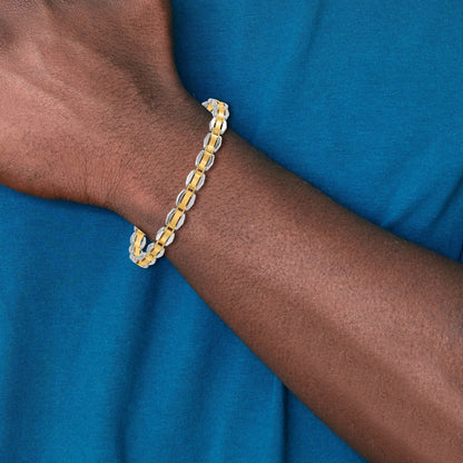 14K Bicolor Gold Bicolor Poliert 6.65mm Fantasieglieder Gliederarmband