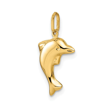 14K Gelbgold 14K Poliert 3-d Delfin Anhänger