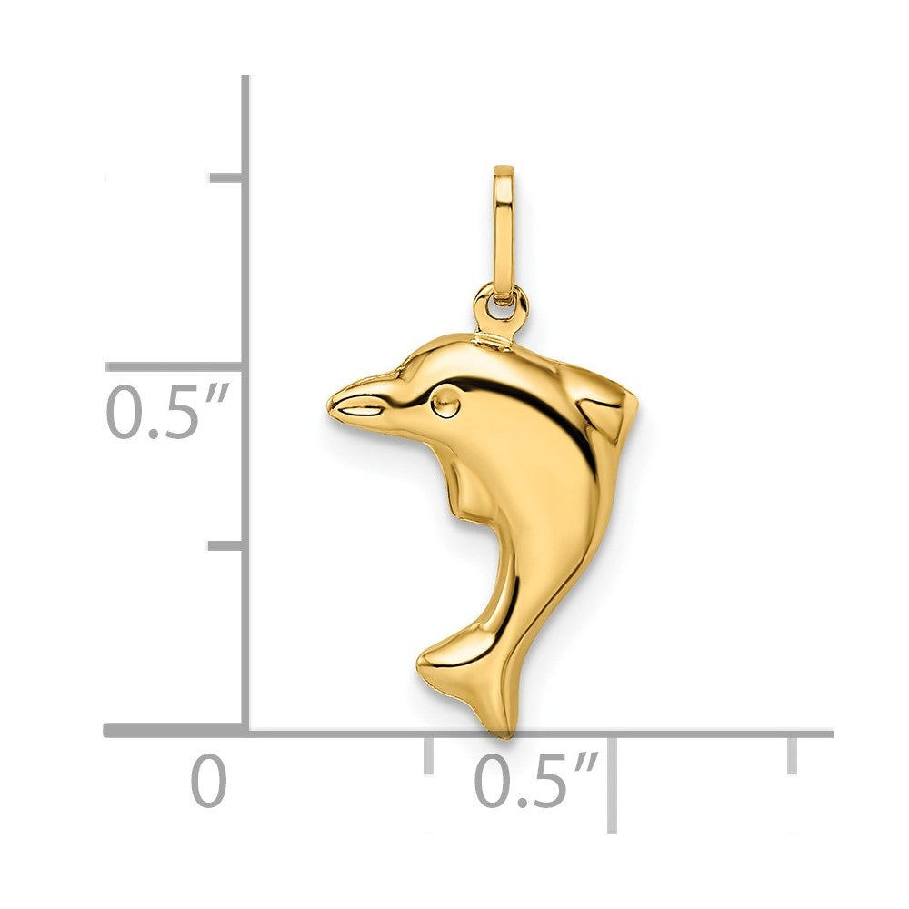 14K Gelbgold 14K Poliert 3-d Delfin Anhänger
