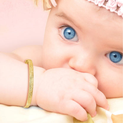 14K Gelbgold Poliert Diamantiert Flexibel Baby Armreif