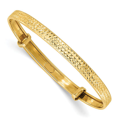 14K Gelbgold Poliert Diamantiert Flexibel Baby Armreif