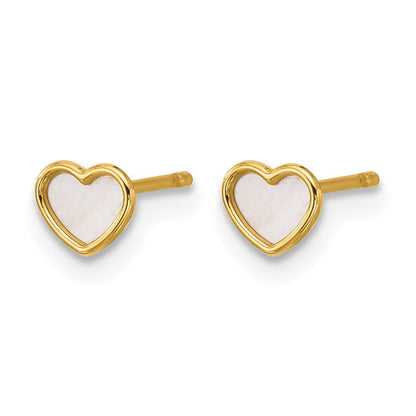 14K Gelbgold Poliert Perlmutt Herz Ohrstecker