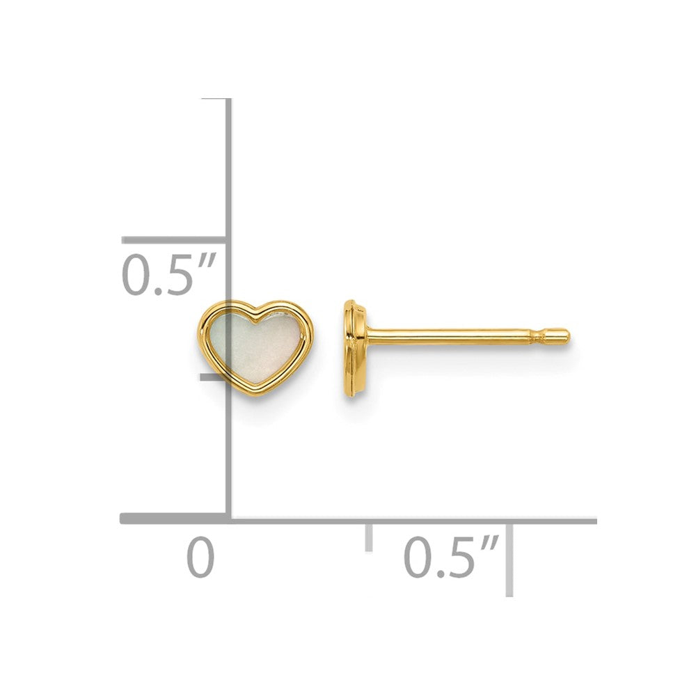 14K Gelbgold Poliert Perlmutt Herz Ohrstecker