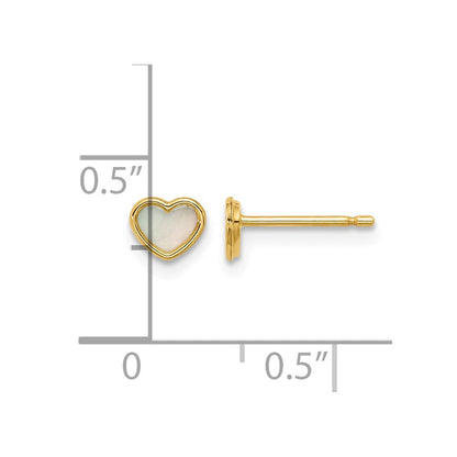 14K Gelbgold Poliert Perlmutt Herz Ohrstecker