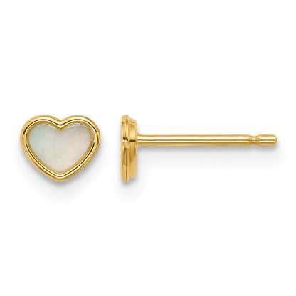 14K Gelbgold Poliert Perlmutt Herz Ohrstecker