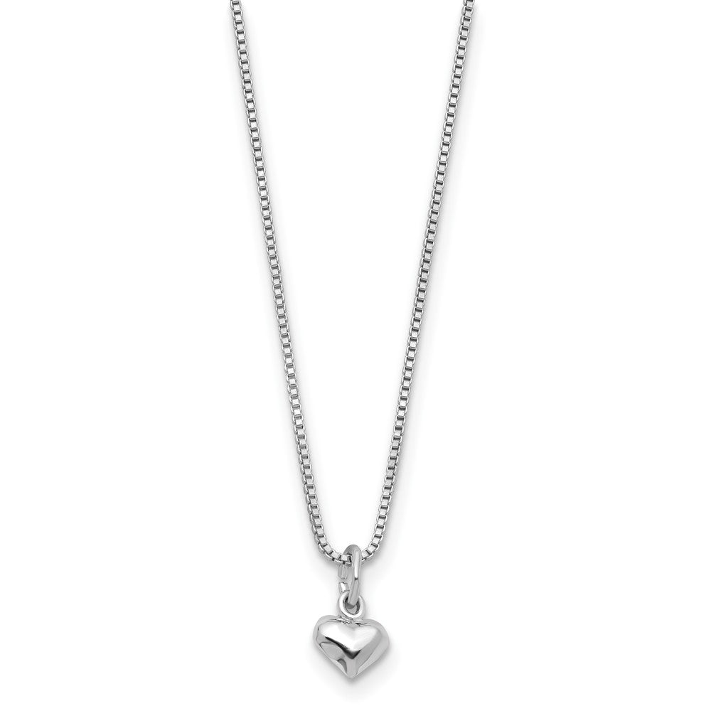 Sterlingsilber 14 Zoll Gewölbt Herz Halskette mit Rosa Geschenk Pouch