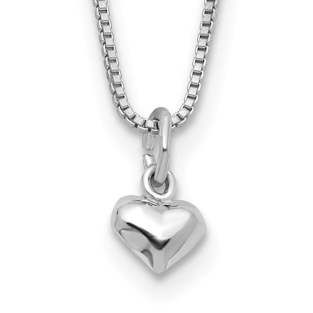 Sterlingsilber 14 Zoll Gewölbt Herz Halskette mit Rosa Geschenk Pouch