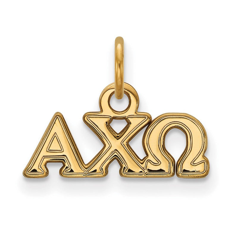 Vergoldet Sterlingsilber Logoart Alpha Chi Omega Sorority Greek Buchstaben Extra Klein Anhänger