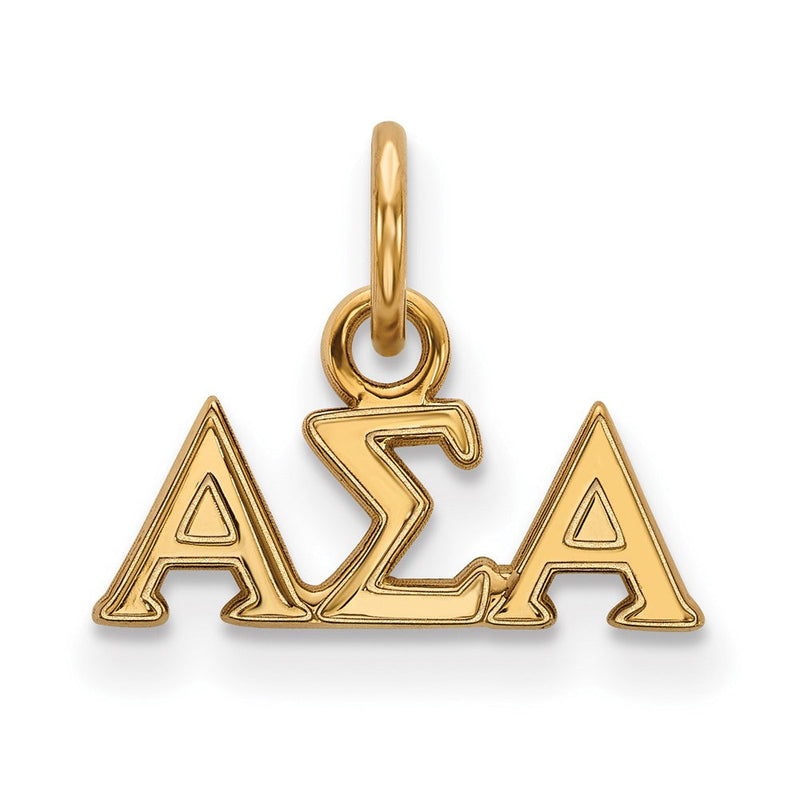 Vergoldet Sterlingsilber Logoart Alpha Sigma Sorority Greek Buchstaben Extra Klein Anhänger