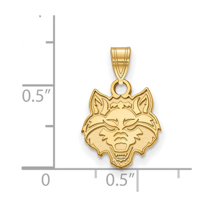10K Gelbgold Logoart Arkansas State University Wolf Klein Anhänger