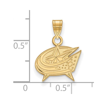 10K Gelbgold Nhl Logoart Columbus Blau Jacken Klein Anhänger