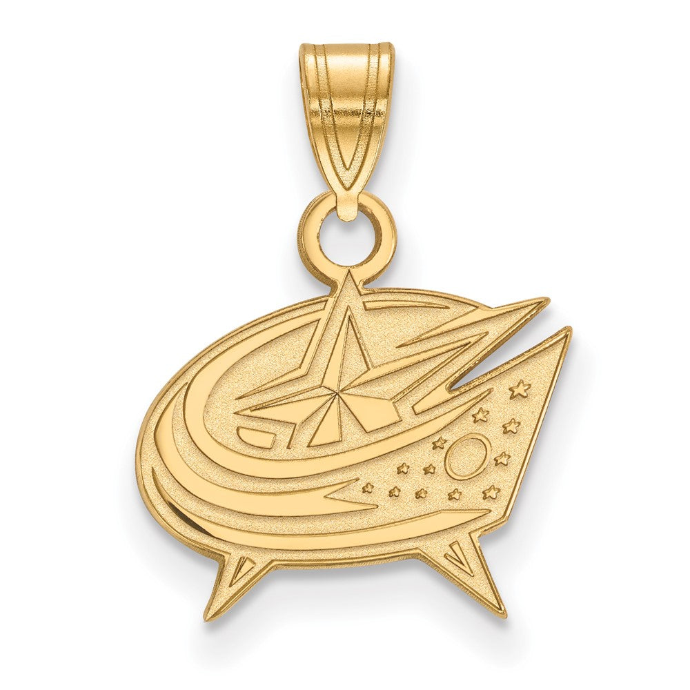 10K Gelbgold Nhl Logoart Columbus Blau Jacken Klein Anhänger