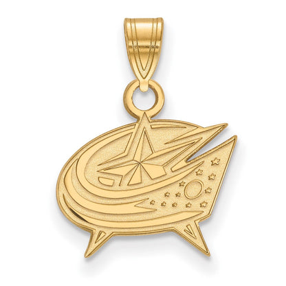 10K Gelbgold Nhl Logoart Columbus Blau Jacken Klein Anhänger