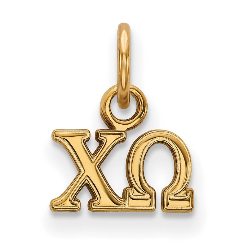 Vergoldet Sterlingsilber Logoart Chi Omega Sorority Greek Buchstaben Extra Klein Anhänger
