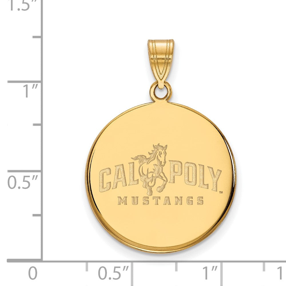 Vergoldet Sterlingsilber Logoart California Polytechnic State University Mustangs Groß Plättchen Anhänger