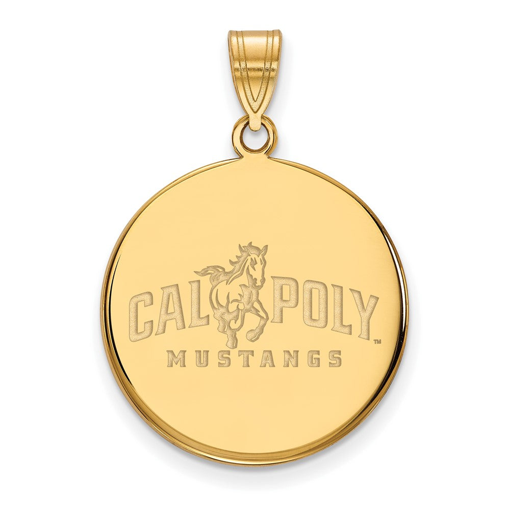 Vergoldet Sterlingsilber Logoart California Polytechnic State University Mustangs Groß Plättchen Anhänger