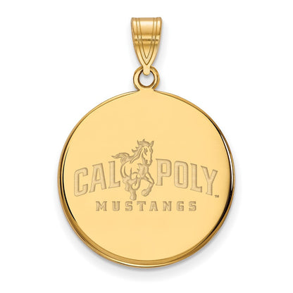 Vergoldet Sterlingsilber Logoart California Polytechnic State University Mustangs Groß Plättchen Anhänger