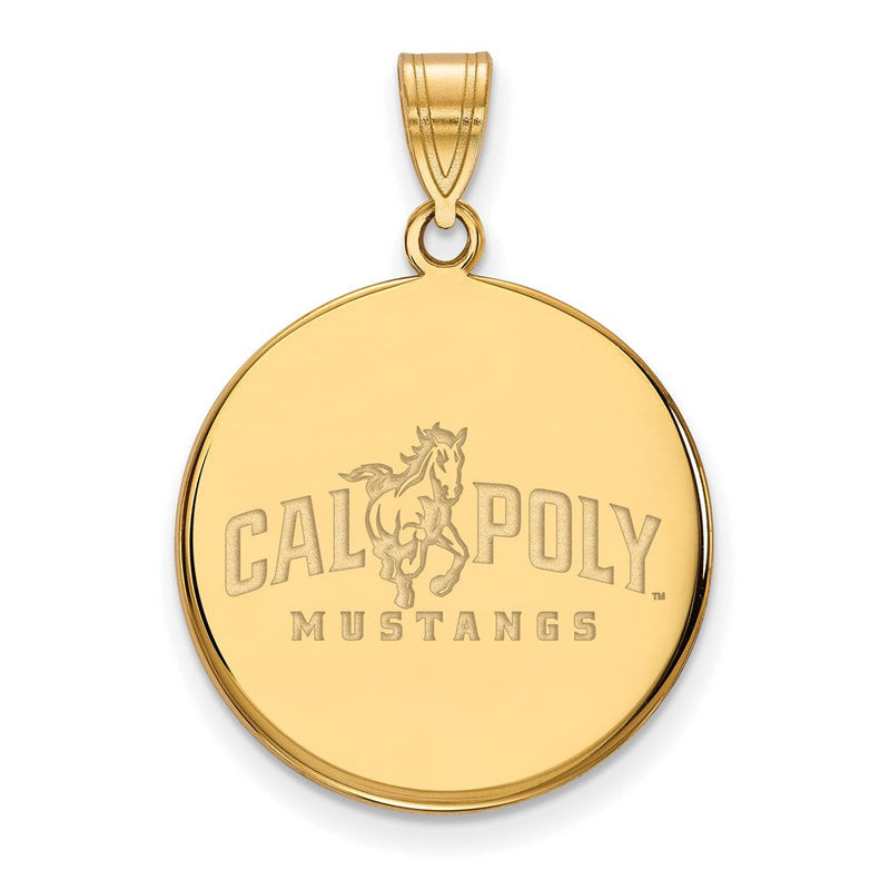Vergoldet Sterlingsilber Logoart California Polytechnic State University Mustangs Groß Plättchen Anhänger
