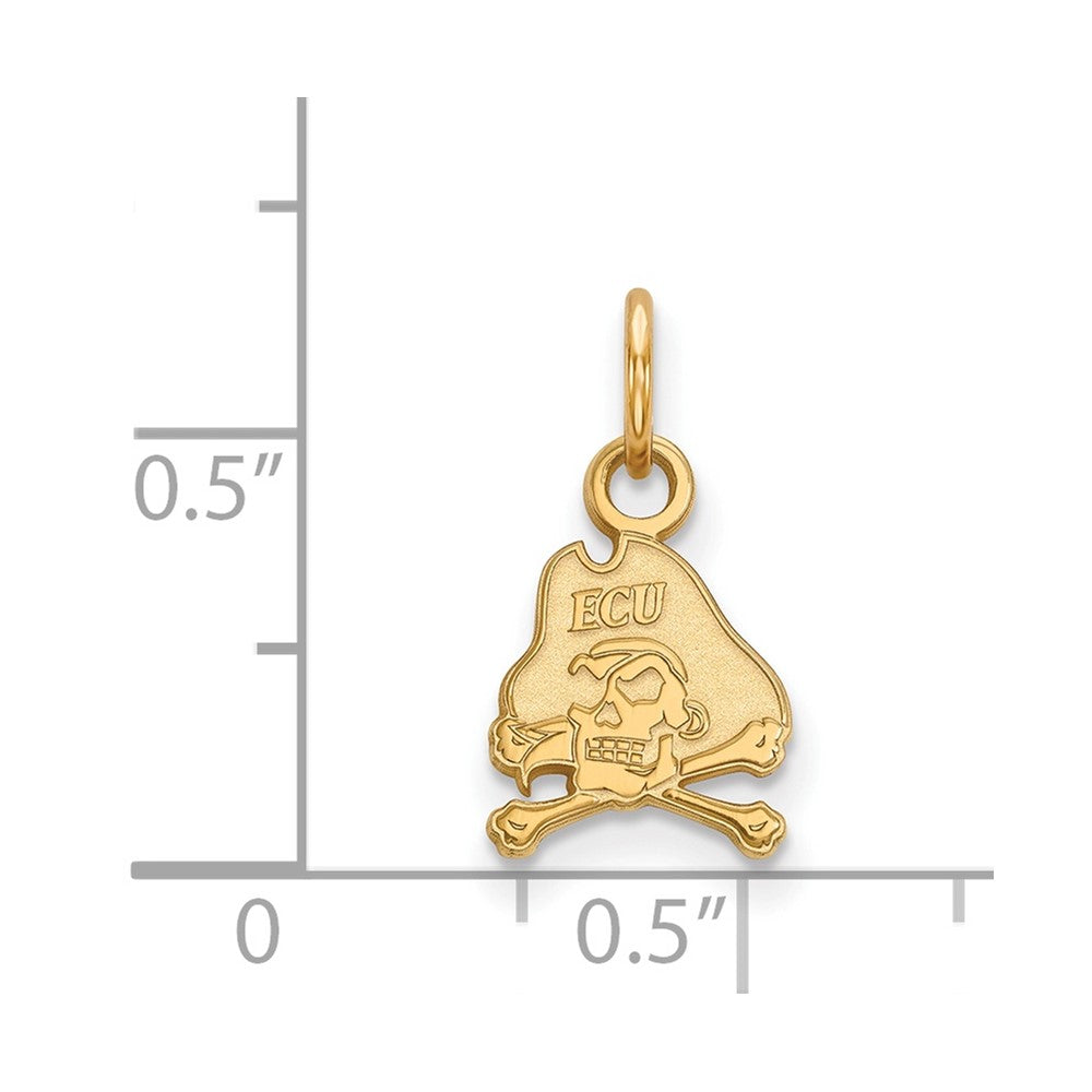 10K Gelbgold Logoart Ost Carolina University Pirat Extra Klein Anhänger