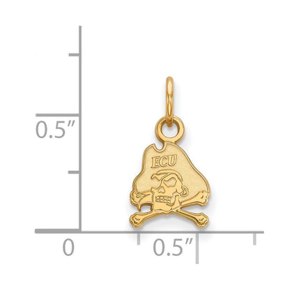 10K Gelbgold Logoart Ost Carolina University Pirat Extra Klein Anhänger